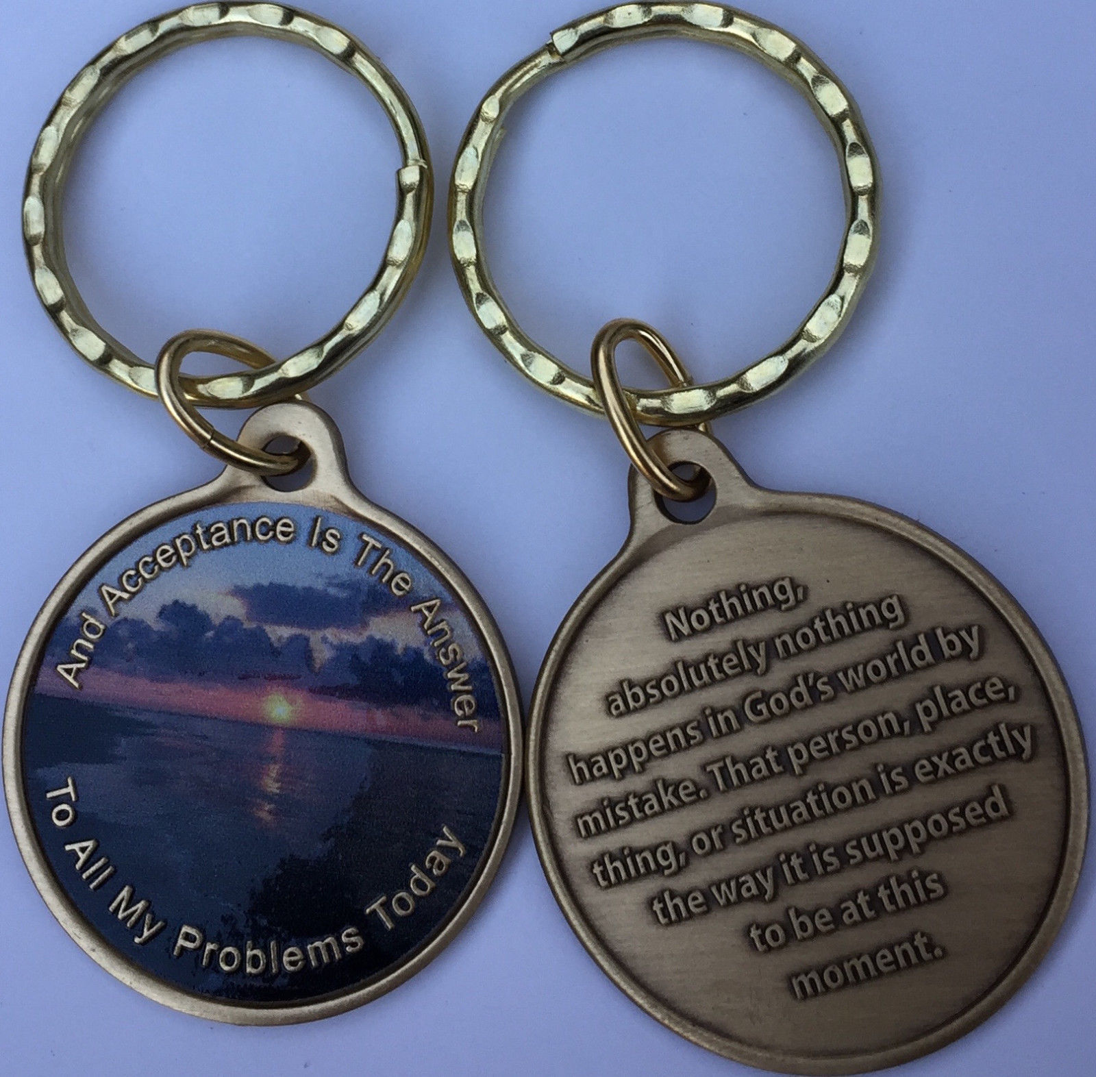 Acceptance Is The Answer Beach Sunrise Color Bronze AA Keychain  449 417