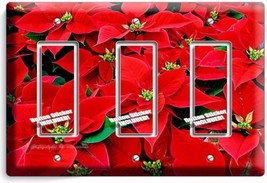 POINSETTIA HOLIDAY FLOWERS TRIPLE GFCI LIGHT SWITCH WALL PLATE COVER HOM... - $16.73