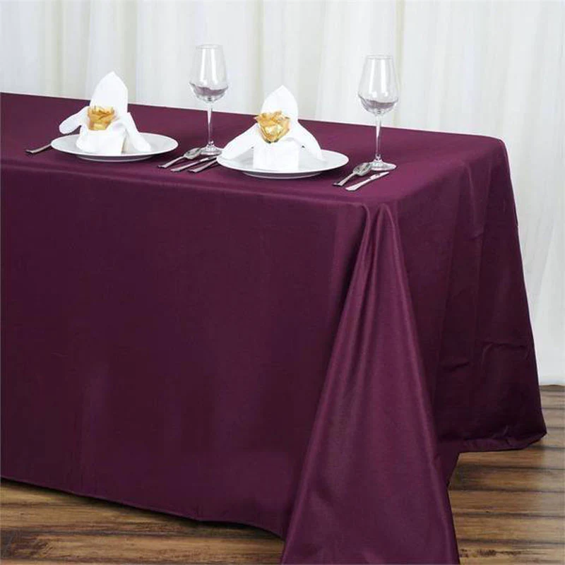 Eggplant - 5PCS 90x132&quot; Polyester Rectangle Tablecloths Wedding Party - £91.84 GBP