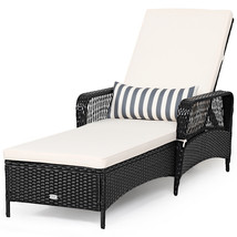 Costway PE Rattan Chaise Lounge Chair Armrest Recliner Adjustable Pillow... - $276.99