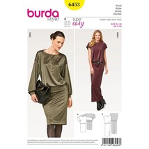 Burda Sewing Pattern 6453 Jersey Dress Misses Size 8-20 - $8.96