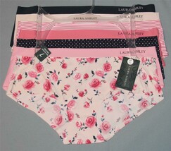 7 Laura Ashley Roses Polka Dots Solids Stripes No-Show Hipster Panties W... - $37.59