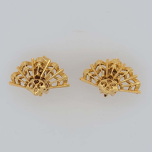 Lisner Gold Tone Fleur De Lis Fan Clip on Earrings - £15.66 GBP