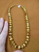 v318-11) 6 + 10mm blonde tan brown tigers eye gemstone beaded 19&quot; long Necklace - £42.58 GBP