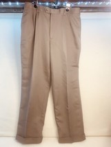 Roundtree Yorke Dress Pants Mens 36 x 30 Pleated Slacks Easy Care Trousers Khaki - £17.30 GBP