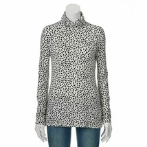 Apt 9 Turtleneck Womens Tunic Knit Shirt Longer Length Animal Print Black White  - £7.46 GBP