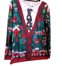 Graphic Faux Hua Lan Christmas Shirt XLarge Christmas Party Shirt - $9.89