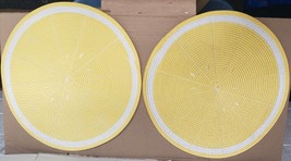 Set of 2 Same Round Woven Polypropylene Placemats (approx. 15&quot;) YELLOW LEMON - £9.48 GBP