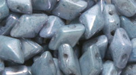 Opaque Chalk Blue Czech Glass Twin Hole Beads Diamond Duo 5 mm x 8 mm 12... - $8.50