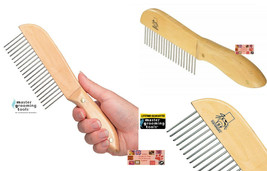 &quot;Poodle&quot; Style UTILITY COMB Hardwood Handle Cat Dog Hair Coat Master Grooming - £15.98 GBP