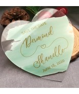 20pcs gold ink heart save the date acrylic cards free design,acrylic tag... - $17.60