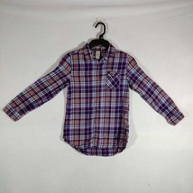 Girls Cat &amp; Jack Button Up Shirt Purple Plaid Size 10/12 - £7.85 GBP