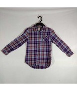 Girls Cat &amp; Jack Button Up Shirt Purple Plaid Size 10/12 - £7.97 GBP
