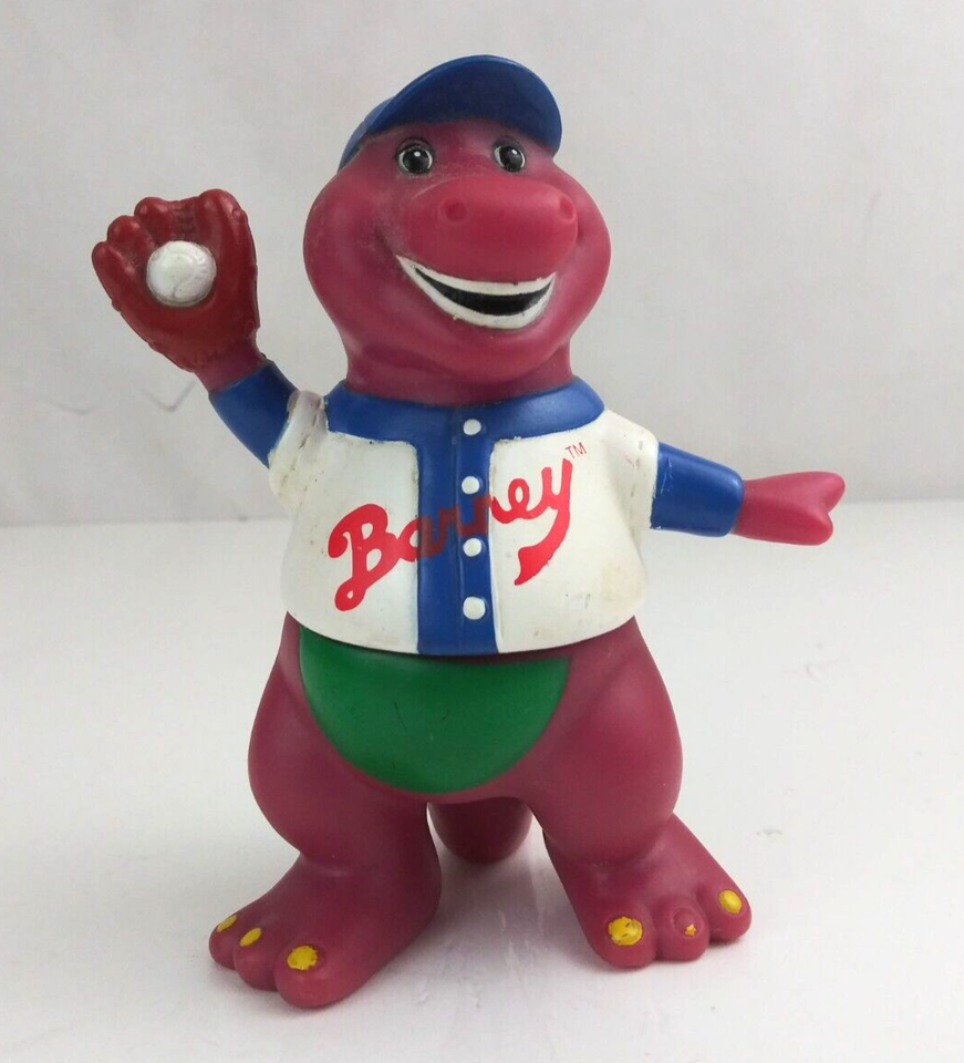 Vintage Lyons Group Barney Playing Baseball 5&quot; Collectible Toy Figure - $8.53