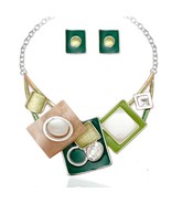 New Fashion Crystal Opal Statement Necklace Earrings Enamel Choker Bohem... - £19.65 GBP
