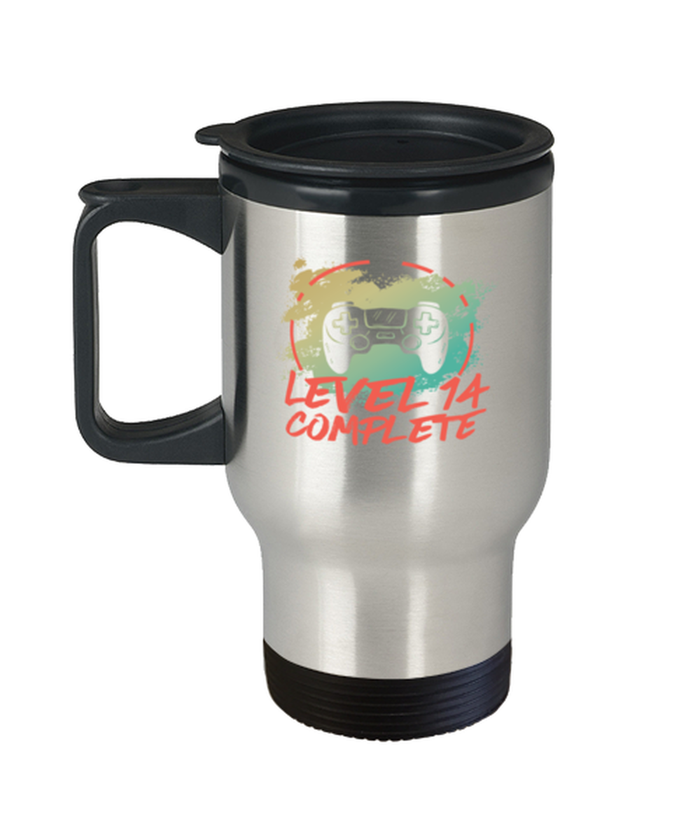 Level 14 Complete Gamer Travel Mug 14th Wedding Anniversary Travel Mug  - $24.95