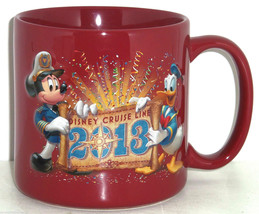 Disney Cruise Line Coffee Mug Cup 2013 Mickey Mouse Donald Duck Maroon - £15.71 GBP