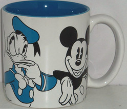 Disney Store Mickey Mouse Coffee Mug Minnie Goofy Donald Duck Blue White Cup - £39.29 GBP
