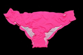 MALIA Neon Pink Itsy Ruched Ruffle Brazilian Bikini Bottom Small S Swim ... - $19.97