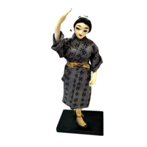 Vintage Asian Culture Doll Figure on Stand Robe Sack in Hand 12 inches Tall - £14.91 GBP