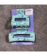 Claire’s Turquoise Marble Hair Claw Clips Set of 2 Aqua Swirl Glossy Fin... - $182.62 MXN