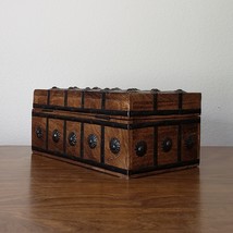 Rustic Wood Box with Metal Rivets, Keepsake Box with Metal Banding - £25.06 GBP