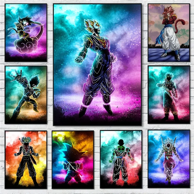 Canvas Painting Bandai Anime Dragon Ball Figures Poster Print Super Saiyan Mural - £10.15 GBP+