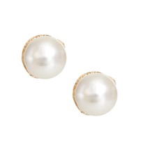 1 Pair Huge Cream Pearl Clip-Ons Stud Gold Plated Women Wedding Party Jewelry - £27.75 GBP