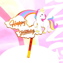 Unicorn Rainbow Cake Topper, Birthday Party Cake Decoration Unicorn Theme - £3.95 GBP