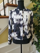 H&amp;M Womens Bomber Jacket - Size 6 - Black &amp; White Print Zip Up - $25.00