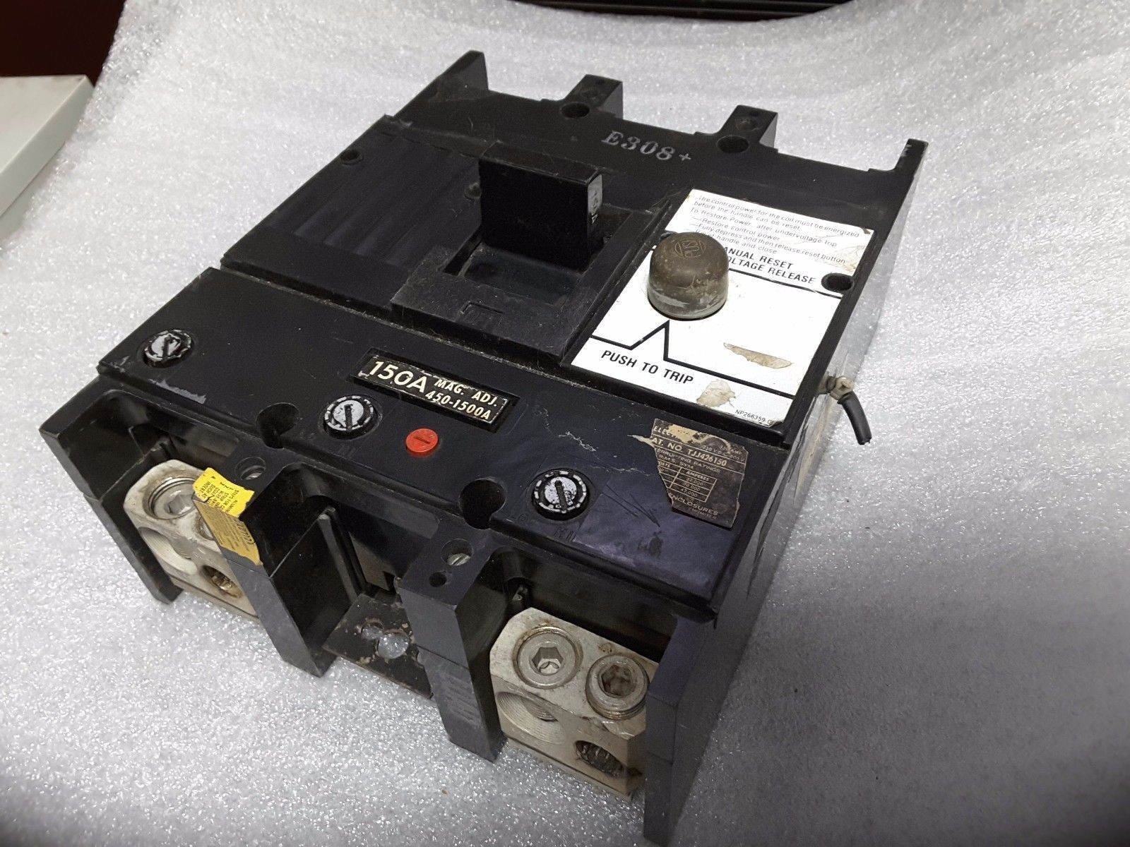 GE TJJ426150 150A 450-1500A MAG ADJ TRIP BUTTON CIRCUIT BREAKER E308+ US... - $593.03