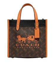 New COACH Horse and Carriage Coated Canvas Field Tote 22 Truffle Papaya - £334.98 GBP