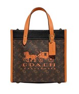 New COACH Horse and Carriage Coated Canvas Field Tote 22 Truffle Papaya - $425.69