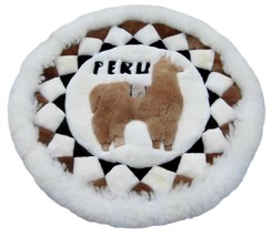 Alpakaandmore Original Peruvian Alpaca Fur Rug Round 31.50 Handmade - $113.85