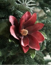 MAGNOLIA FLOWERS RED STEMS SET OF 4 CHRISTMAS TREE DECORATION - $242.54
