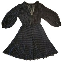 Akris Mulberry Silk Dress Womens Small Sheer Black Two Tone Polka Dot Fi... - $192.08