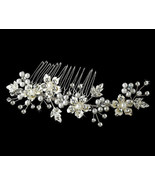 Silver Bridal Comb Pearl and Crystal Bridal Hair Comb Wedding Hair Acces... - $39.27