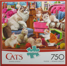 Buffalo 750 Piece Puzzle SEWING KITTENS yarn thread ragdoll cat 6 kittens - $35.49