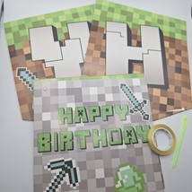 Minecraft Themed Happy Birthday Banner Kids Party Decorations 15 Pieces ... - $8.60