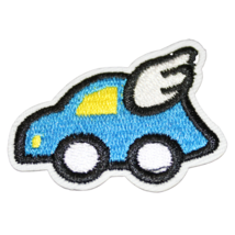 Blue Flying Car Wings Cartoon Clothing Iron On Patch Decal Embroidery - £5.51 GBP