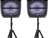 Black 12-Inch Dual Bluetooth True Wireless Sync Party Speakers And Disco... - $259.94