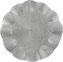 14.5&quot; Disposable Round Silver Plastic Charger Dinner Salad Plates 24pcs - £96.81 GBP
