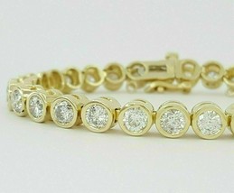 8Ct Rund Künstlicher Diamant 14K Gelb Vergoldet Blende Tennis Armband 19.1cm - £170.32 GBP