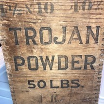 Antique TROJAN POWDER  High Explosives Dynamite Wooden Dovetail Crate Bo... - £117.53 GBP