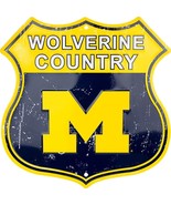 Michigan Wolverine Country Highway 12&quot; x 12&quot; Embossed Metal Shield Sign - £13.27 GBP