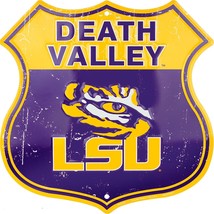 Louisiana State LSU Death Valley Highway 12&quot; x 12&quot; Embossed Metal Shield Sign - £13.59 GBP