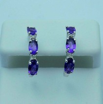 2.50Ct Oval Cut Amethyst Exclusive Screw Back Earrings 14K White Gold Over - £63.24 GBP