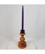 Vintage Wood Candle Holder ART 9 Inch Tall (w/ purple candle) - $30.08 CAD