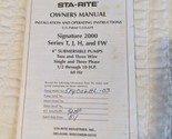 STA-RITE Owner&#39;s Manual Signuature 2000 Series T,J,H &amp; FW 4&quot; Submersible... - $4.94