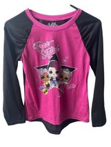 LOL Free Styling Girls Size L  Raglan Baseball Shirt Hot Pink Black Jersey - £6.30 GBP